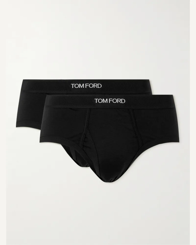 Tom Ford Set aus zwei Slips aus einer Stretch-Baumwoll-Modalmischung Schwarz