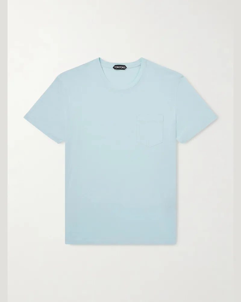 Tom Ford Cotton and Silk-Blend Jersey T-Shirt Blue