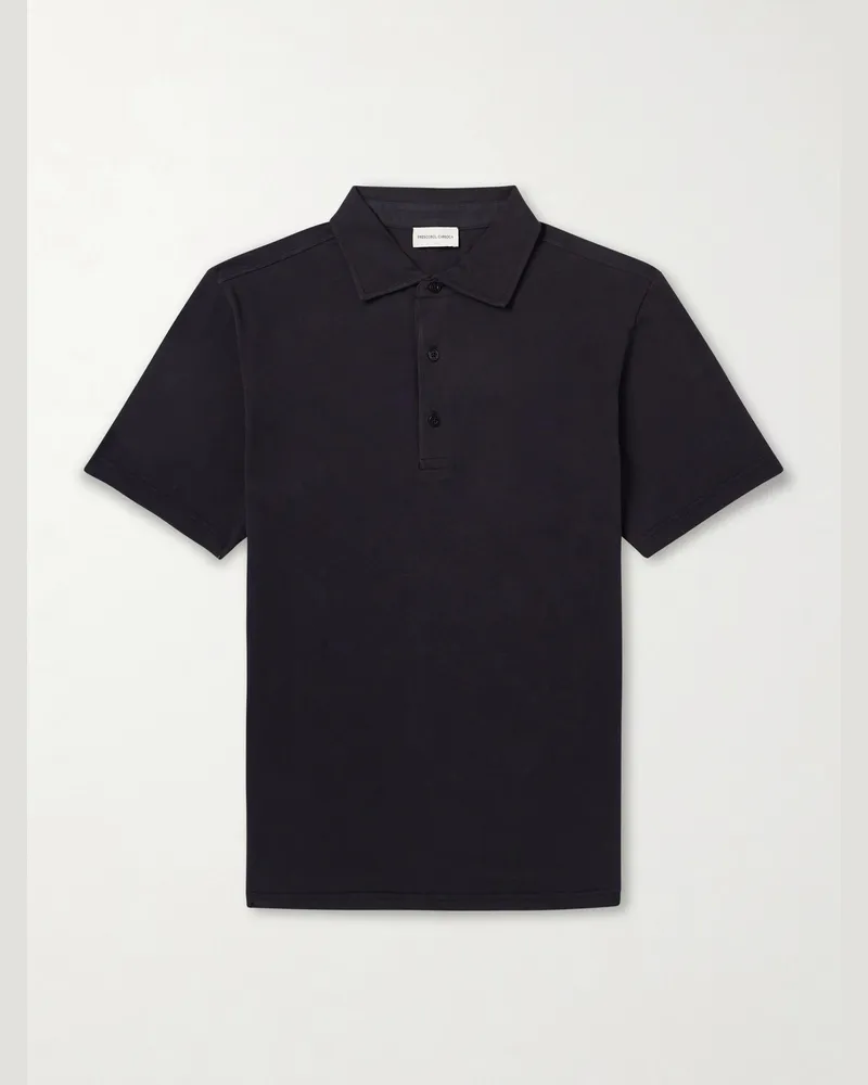 Frescobol Carioca Luca Cotton-Piqué Polo Shirt Black