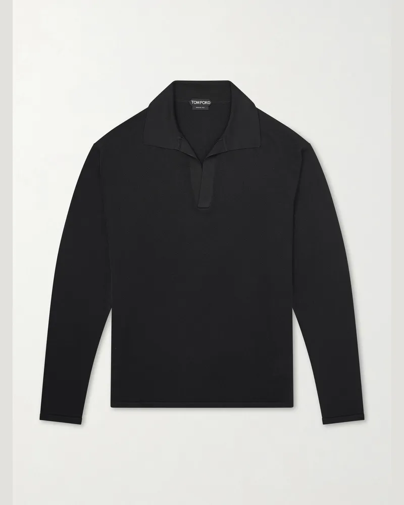 Tom Ford Cashmere and Silk-Blend Polo Shirt Black
