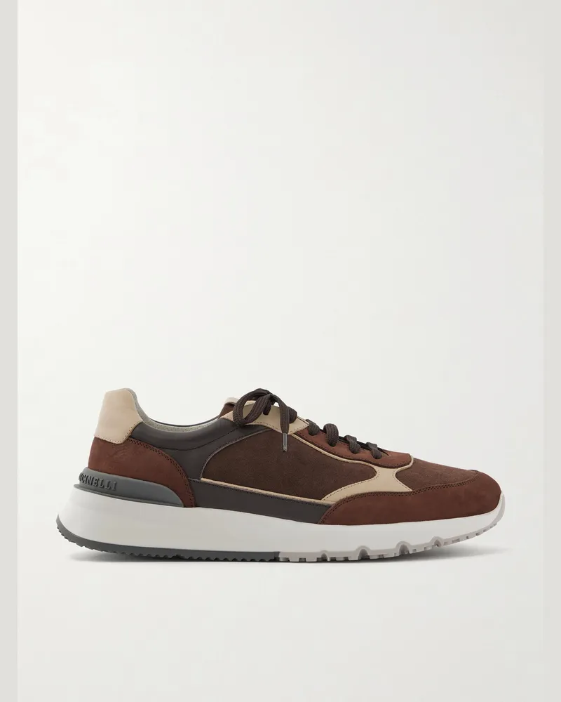 Brunello Cucinelli Leather and Suede Sneakers Brown