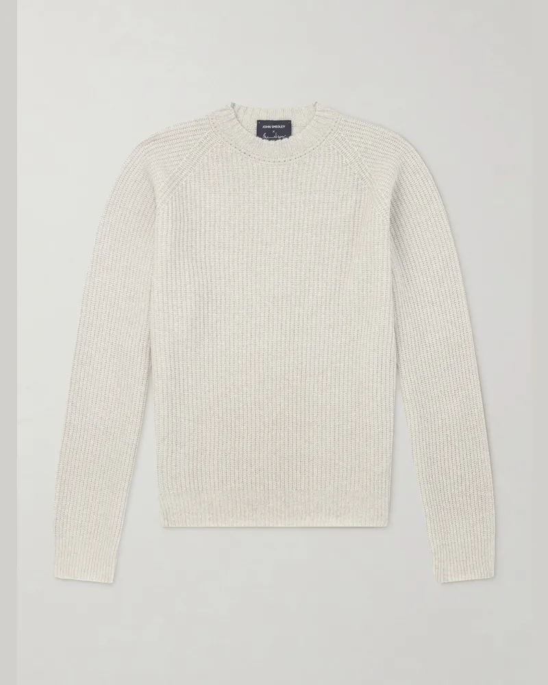 John Smedley Bill Nighy Cashmere and Wool-Blend Sweater Neutrals