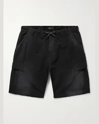 Balenciaga Weit geschnittene Cargoshorts aus Baumwoll-Ripstop mit Distressed-Details und Kordelzugbund Schwarz