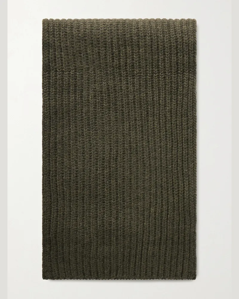 Loro Piana Schal aus Kaschmir in Rippstrick Grün