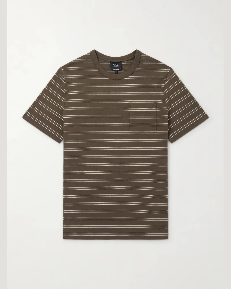 A.P.C. T-Shirt aus Jersey aus Bio- und recyceltem Baumwoll-Jersey mit Streifen Braun