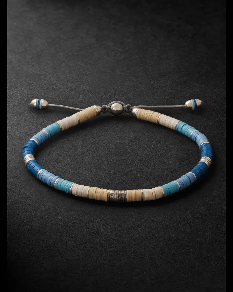 M. Cohen Rizon Armband aus Kordel mit Zierperlen aus Sterlingsilber und Vinyl Blau