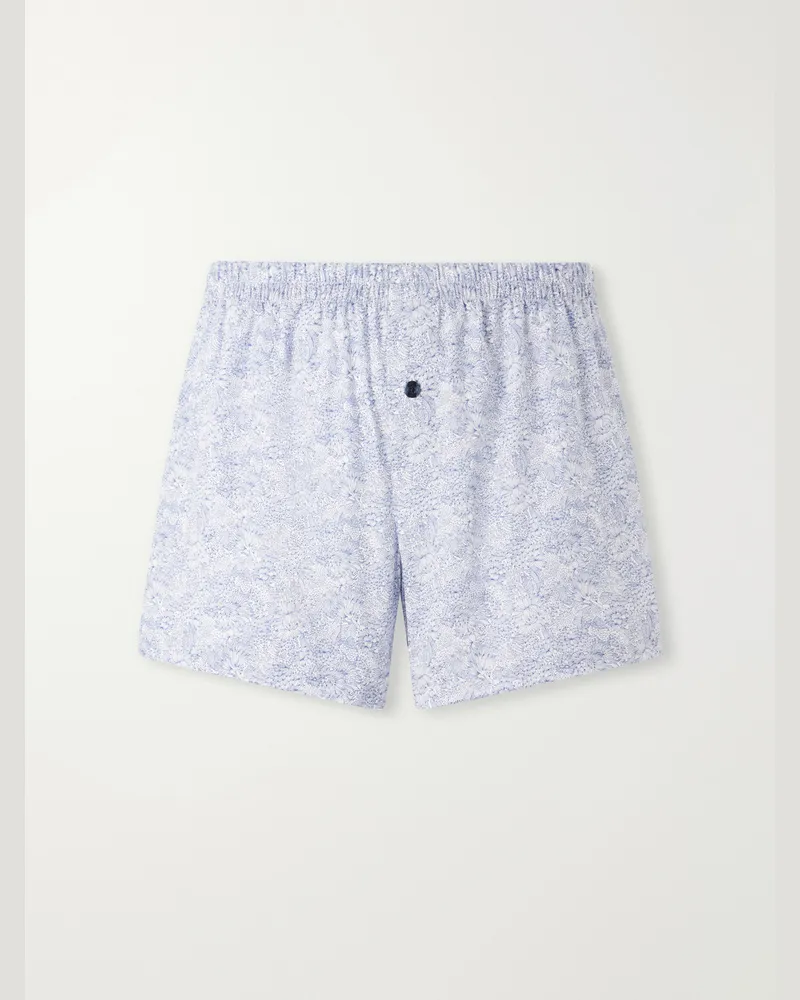 Zimmerli Printed Cotton-Satin Boxer Briefs Blue