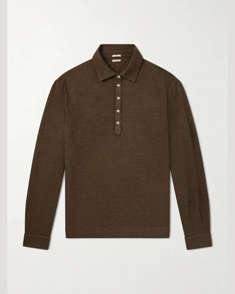 Massimo Alba Raya Cotton and Cashmere-Blend Polo Shirt Brown