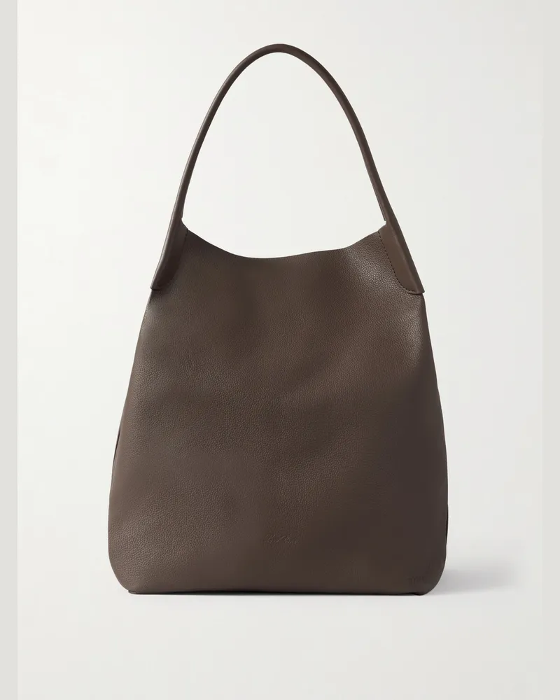 Loro Piana Bale XL Tote aus vollnarbigem Leder Braun