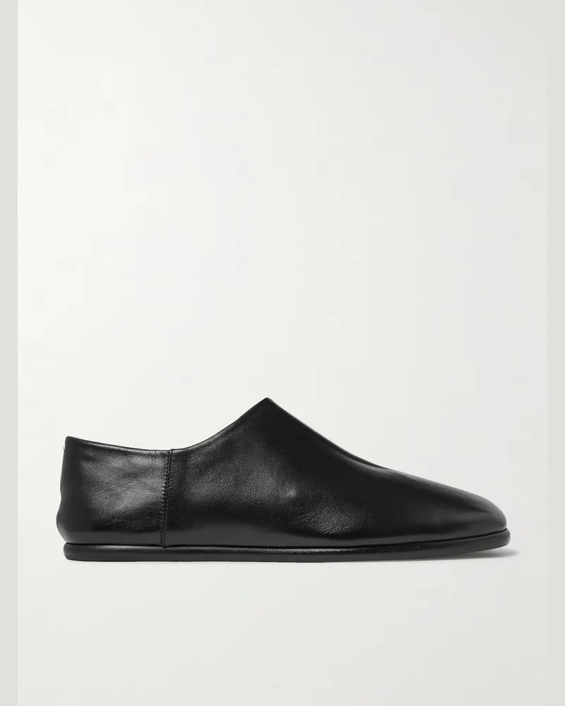 Maison Margiela Tabi Split-Toe Leather Collapsible-Heel Loafers Black