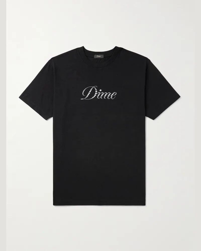 Dime Icy T-Shirt aus Baumwoll-Jersey mit Logoprint Schwarz