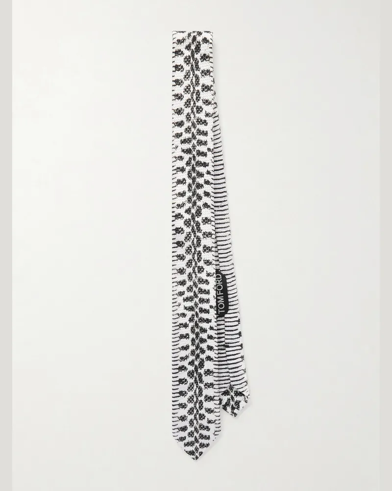Tom Ford 6cm Snake-Print Knitted Silk Neck Tie White