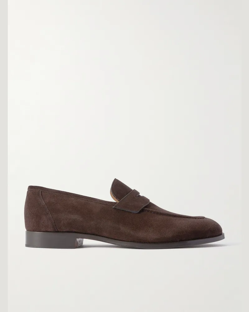 Loro Piana Sergio Walk Pennyloafers aus Veloursleder Braun