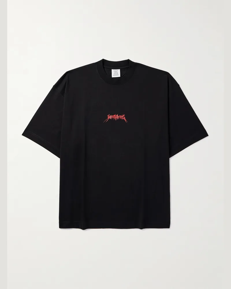 VETEMENTS Oversized-T-Shirt aus Baumwoll-Jersey mit Print Schwarz