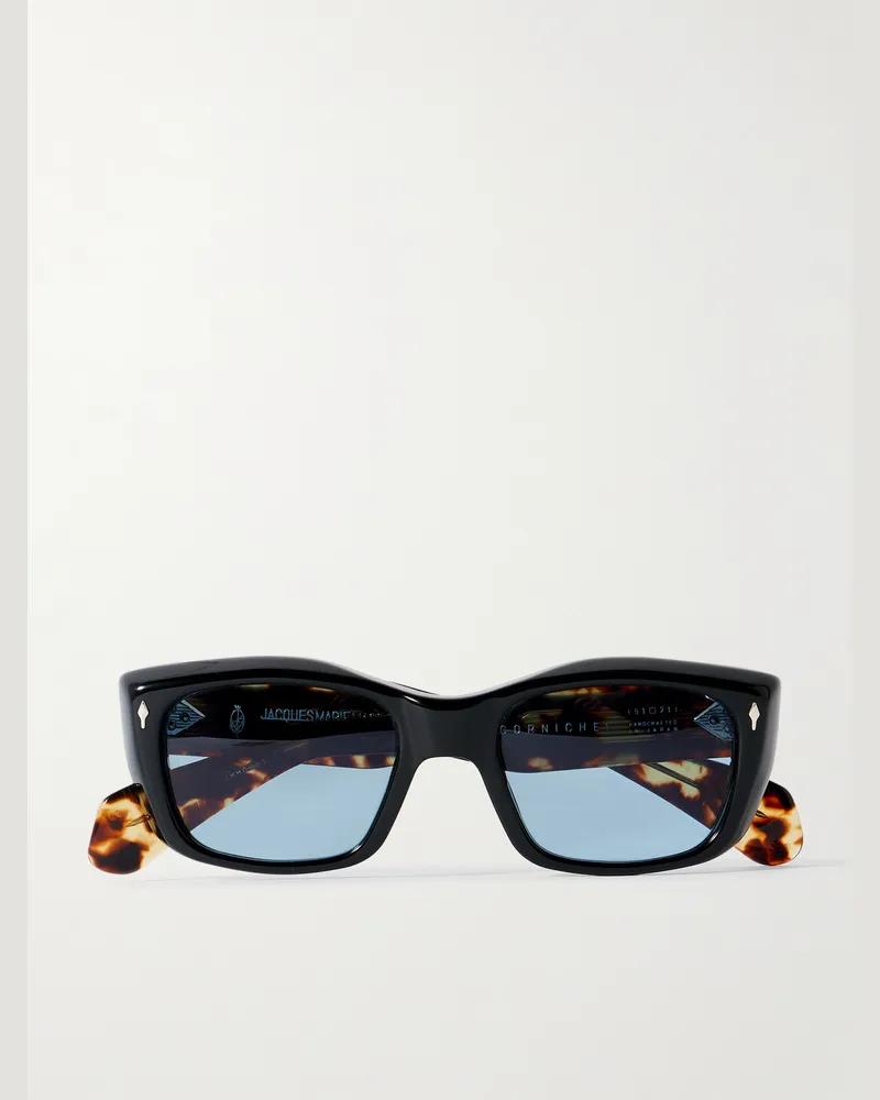 Jacques Marie Mage Corniche Sonnenbrille mit eckigem Rahmen aus Azetat Schwarz