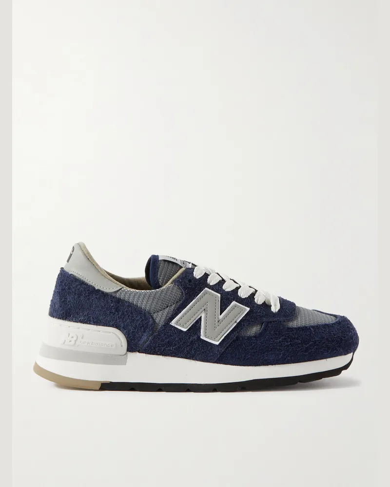 New Balance Carhartt WIP 990v1 Leather-Trimmed Suede and Mesh Sneakers Blau