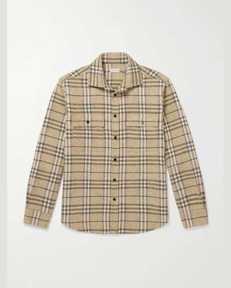 Burberry Kariertes Hemd aus Wollflanell Neutral