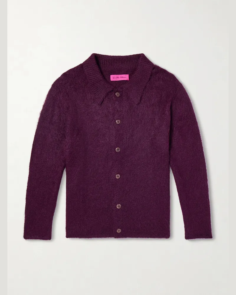The Elder Statesman Thistle Alpaca-Blend Cardigan Burgundy