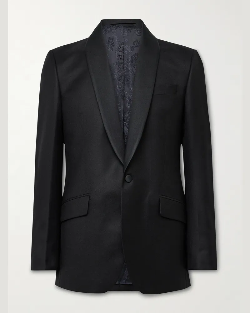 Favourbrook Chesham Smokingjacke aus Woll-Twill mit Schalkragen Schwarz