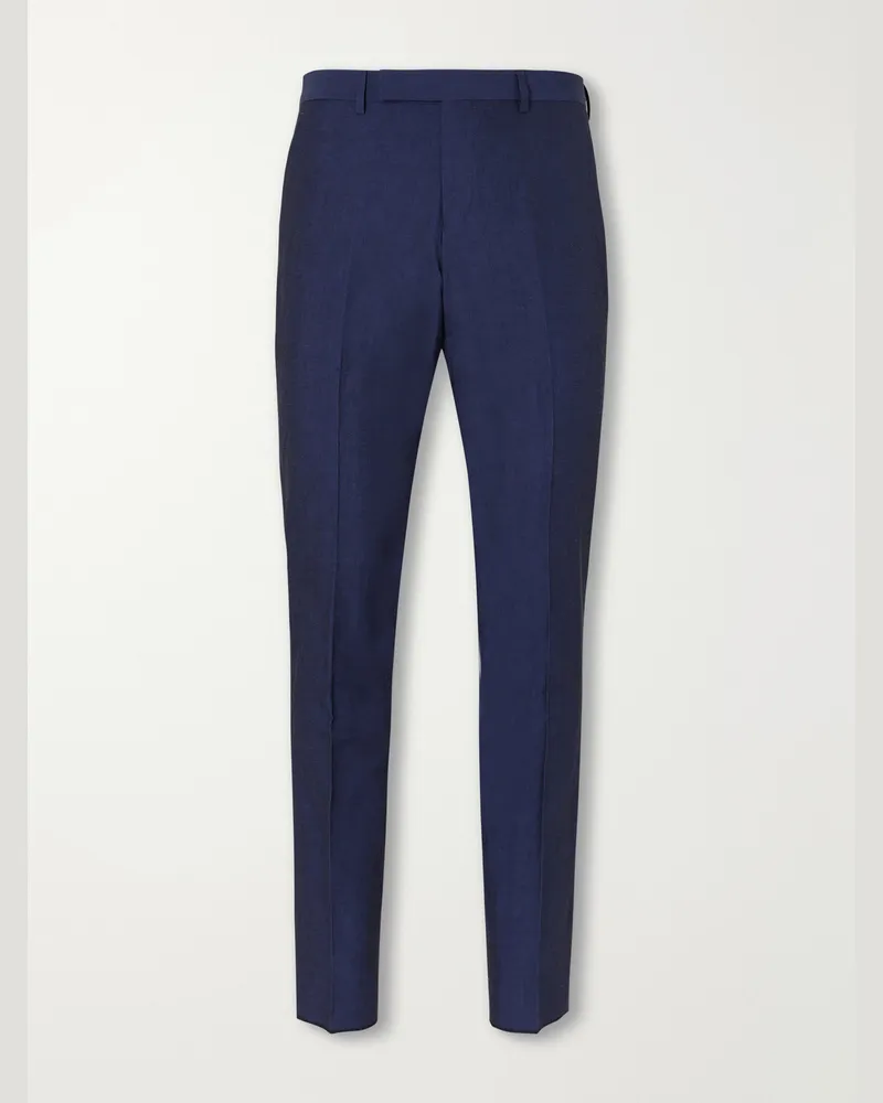 Paul Smith Slim-Fit Tapered Cotton and Linen-Blend Suit Trousers Blue