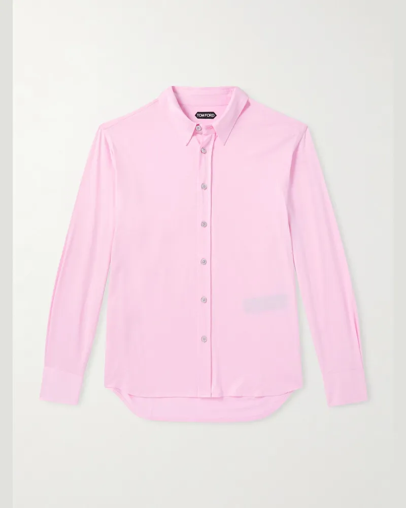 Tom Ford Hemd aus Jersey aus einer Seiden-Baumwollmischung Pink