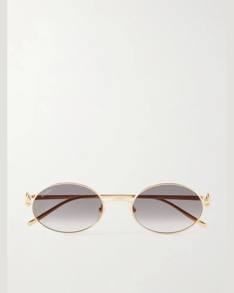 Cartier Rounded-Frame Metal Sunglasses Gold