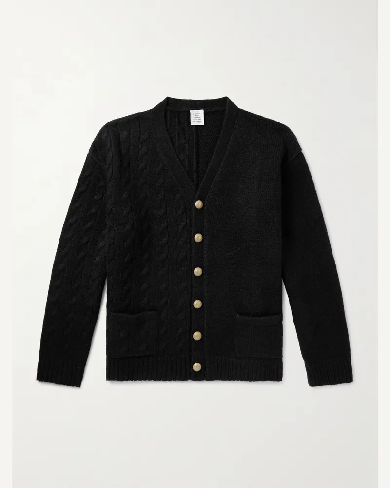 VETEMENTS Oversized Cable-Knit and Ribbed Alpaca-Blend Cardigan Black