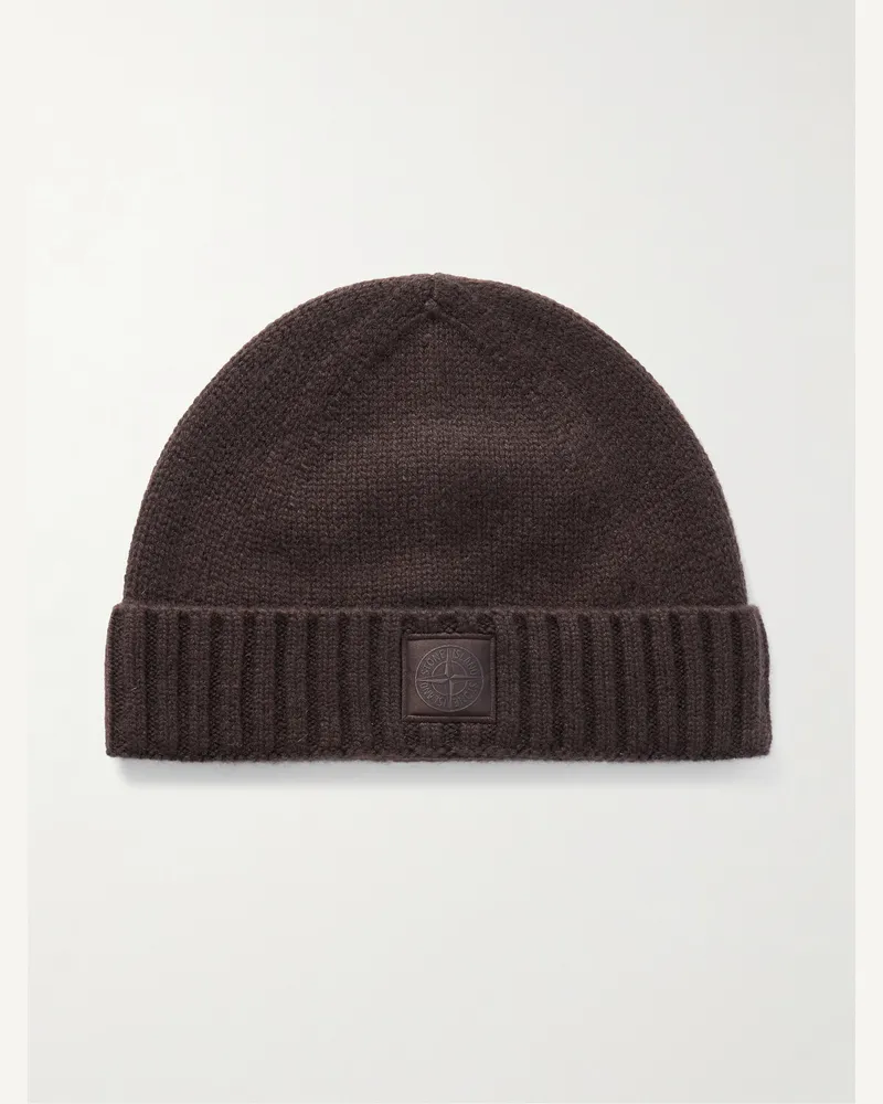 Stone Island Ghost Logo-Appliquéd Cashmere Beanie Brown