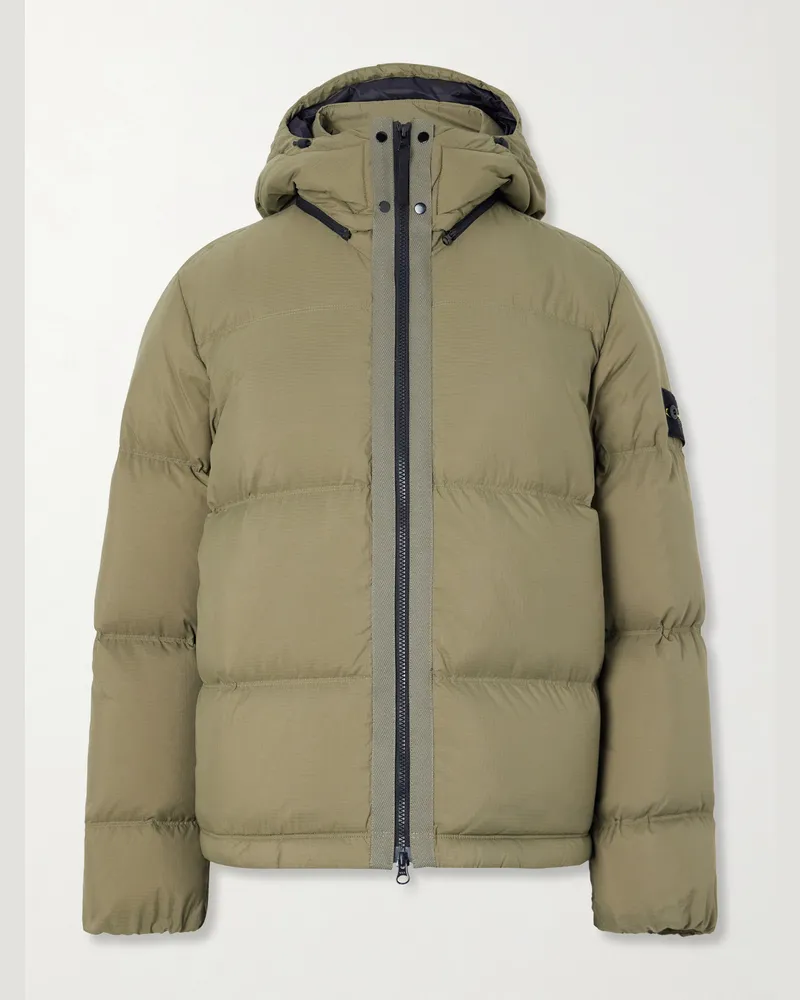 Stone Island Padded Quilted CORDURA® Ripstop Hooded Down Jacket Green