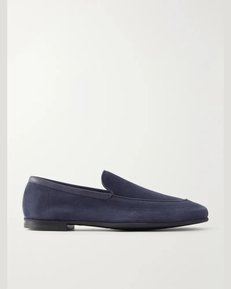 John Lobb Tyne II Suede Loafers Blue