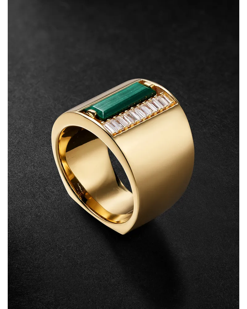 Suzanne Kalan Ring aus Gold mit Malachit und Diamanten Grün