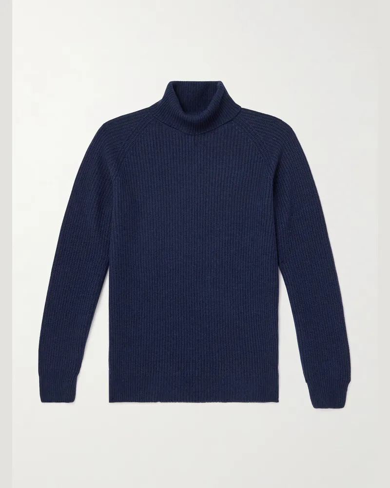 John Smedley Auckland Recycled-Cashmere and Wool-Blend Rollneck Sweater Blue
