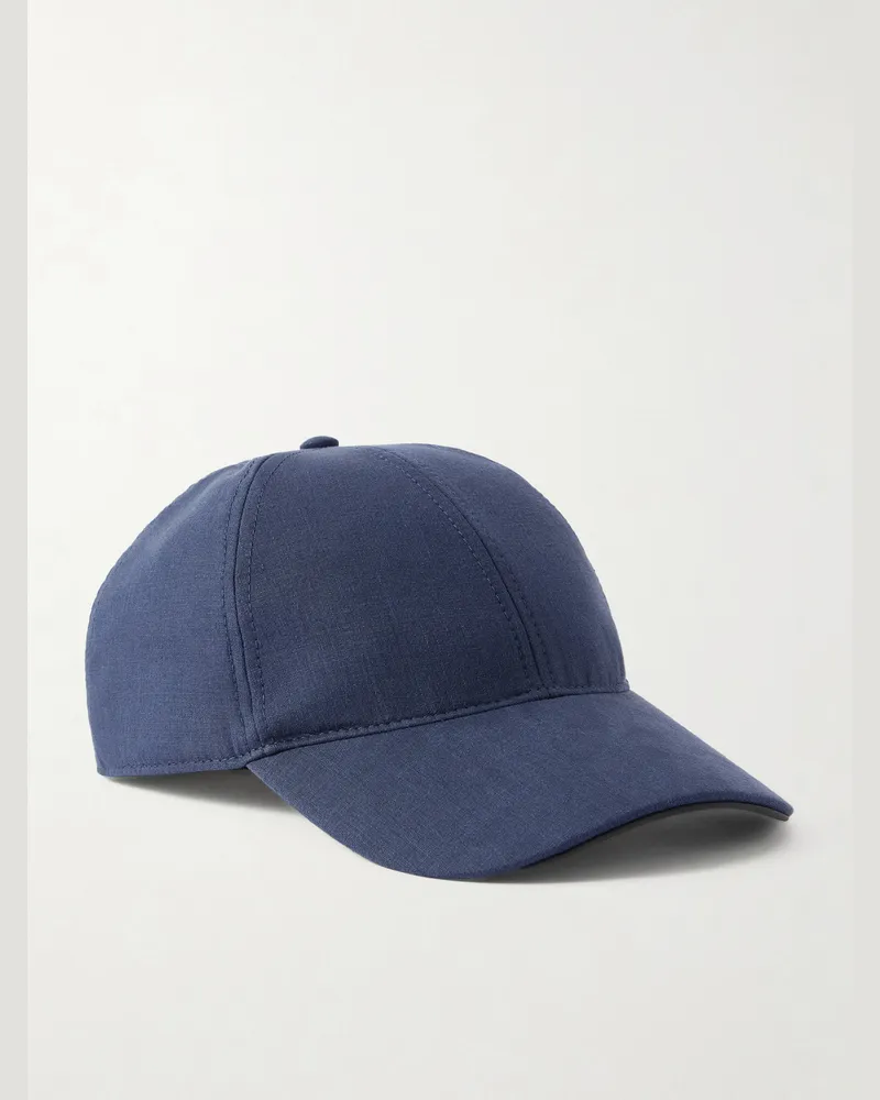 SEASE 2.0 Logo-Print Wool-Blend Baseball Cap Blue