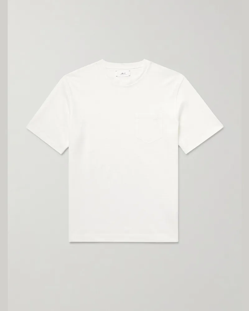 MR P. T-Shirt aus einer Leinen-Biobaumwollmischung Weiß