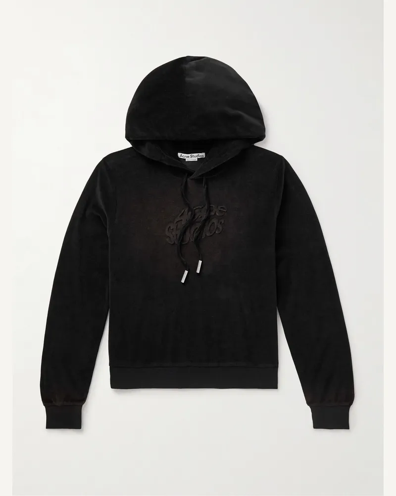 Acne Studios Faro Hoodie aus Velours aus einer Baumwollmischung mit Logoprägung Schwarz