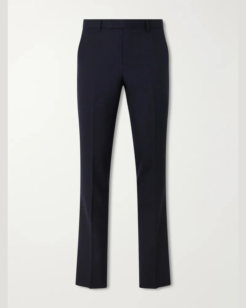 Paul Smith Straight-Leg Pleated Wool Suit Trousers Blue