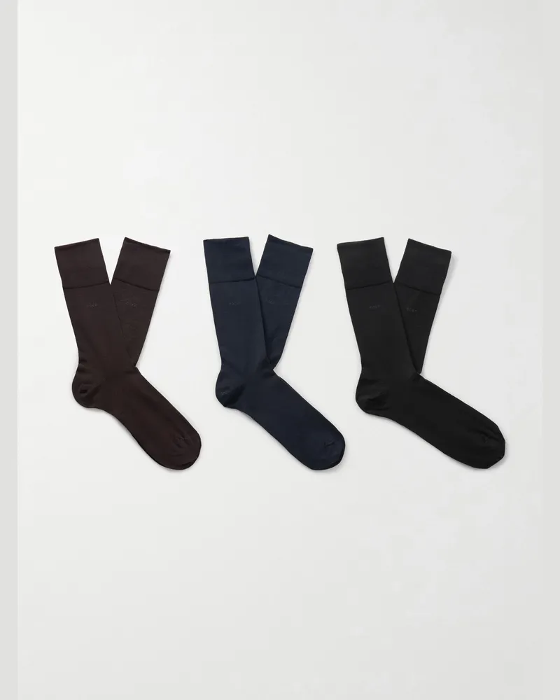 CDLP Pack of Six Cotton-Blend Socks Multi