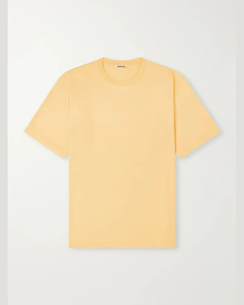 AURALEE Luster Cotton-Jersey T-Shirt Yellow