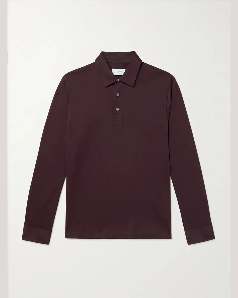 MR P. Mercerised Cotton-Jersey Polo Shirt Purple