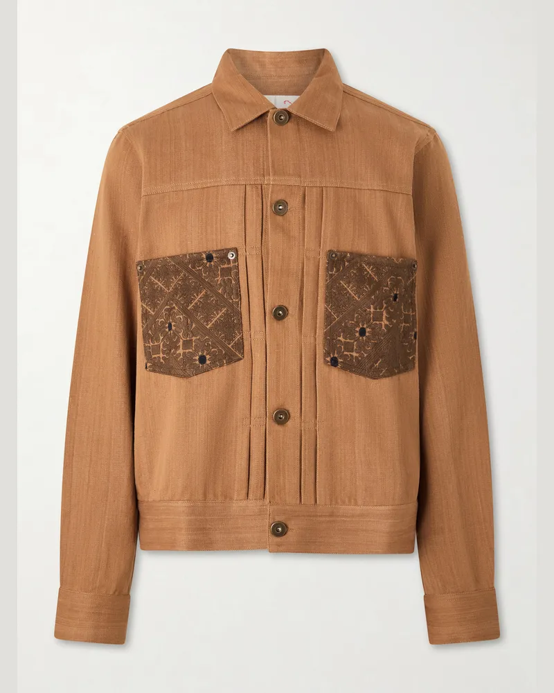 KARDO Marvin Cotton-Jacquard Trucker Jacket Brown