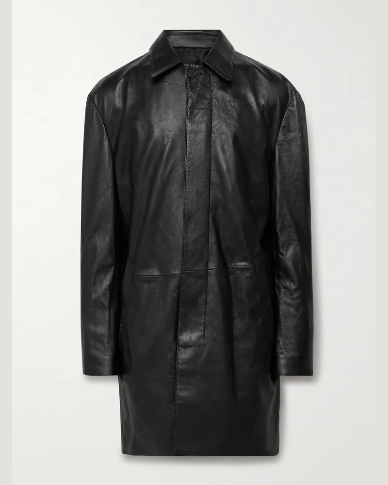 Balenciaga Leather Coat Black