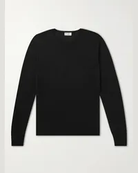 Saint Laurent Schmal geschnittener Pullover aus einer Mischung aus Wolle, Kaschmir und Seide Schwarz