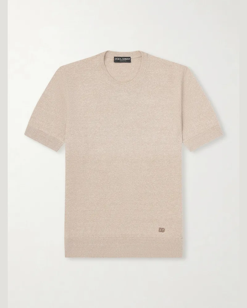 Dolce & Gabbana T-Shirt aus einer Leinenmischung Neutral