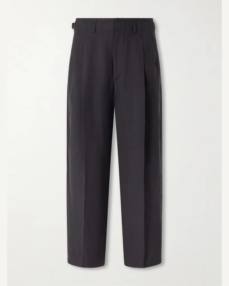 Christophe Lemaire Wide-Leg Pleated Twill Trousers Black