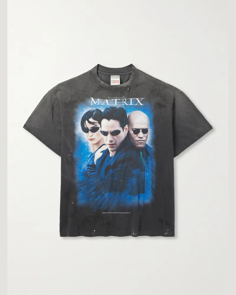 SAINT MXXXXXX The Matrix T-Shirt aus Baumwoll-Jersey mit Print Schwarz
