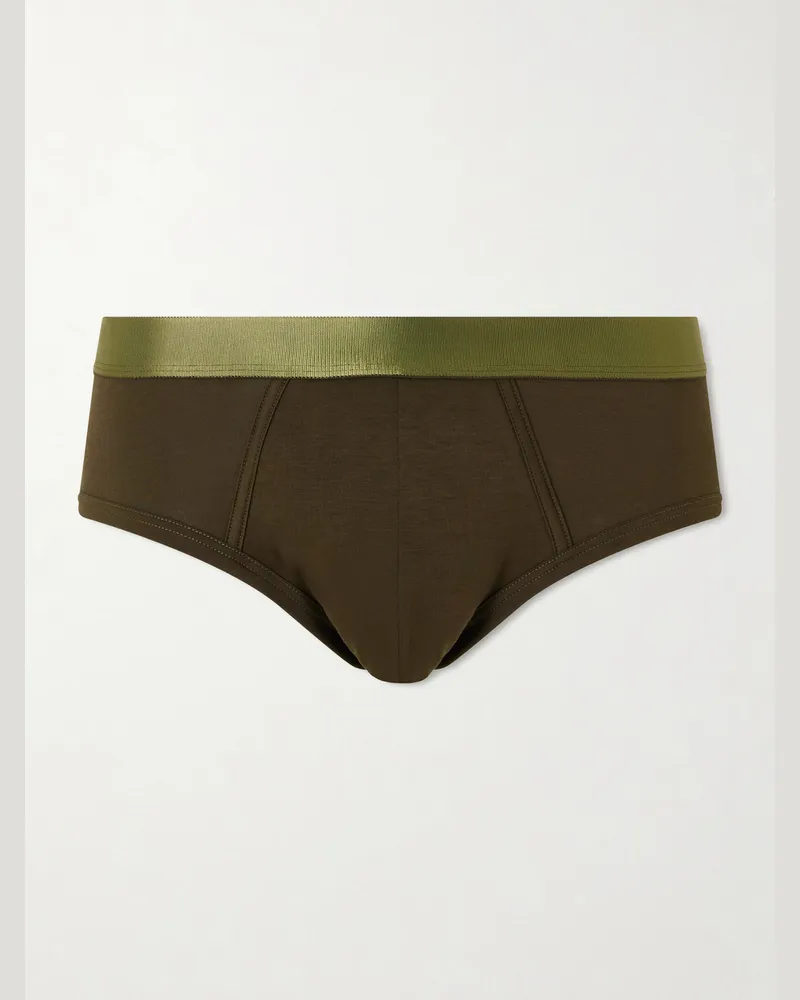 CDLP Three-Pack Stretch-Lyocell Briefs Green