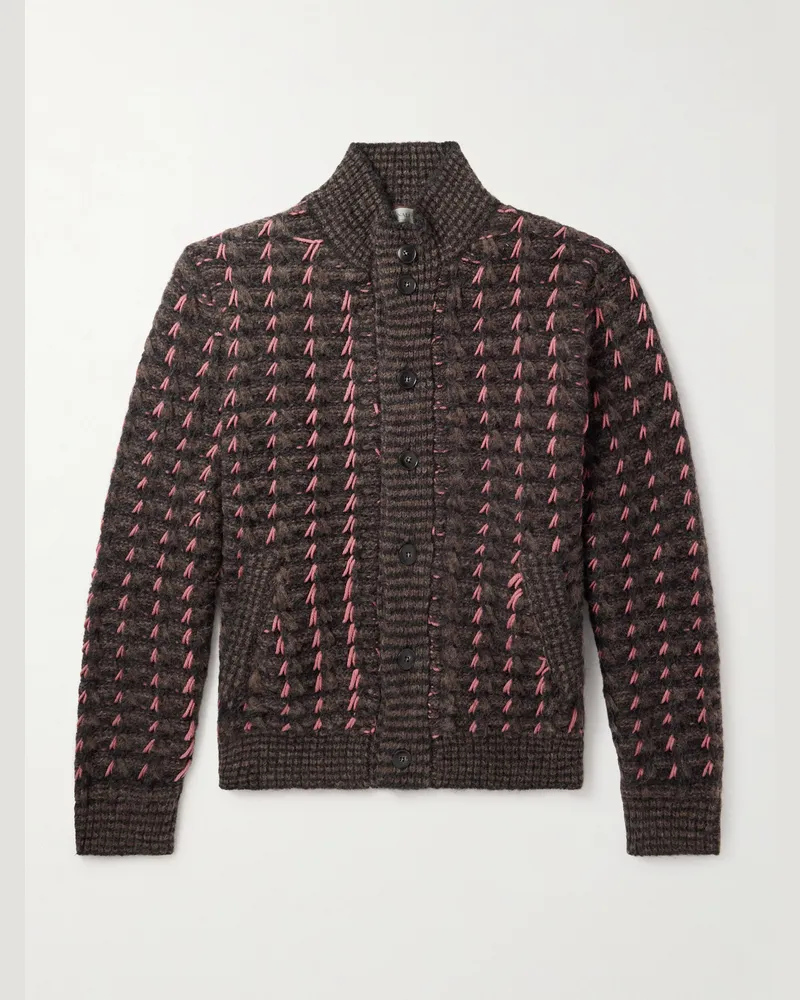 Canali Cardigan aus einer Alpakawollmischung Braun