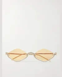 Gucci Goldfarbene Sonnenbrille mit eckigem Rahmen Gold