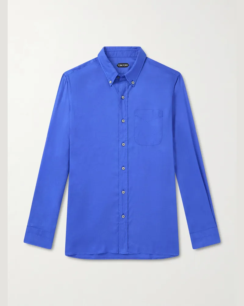 Tom Ford Hemd aus Lyocell-Gabardine Blau