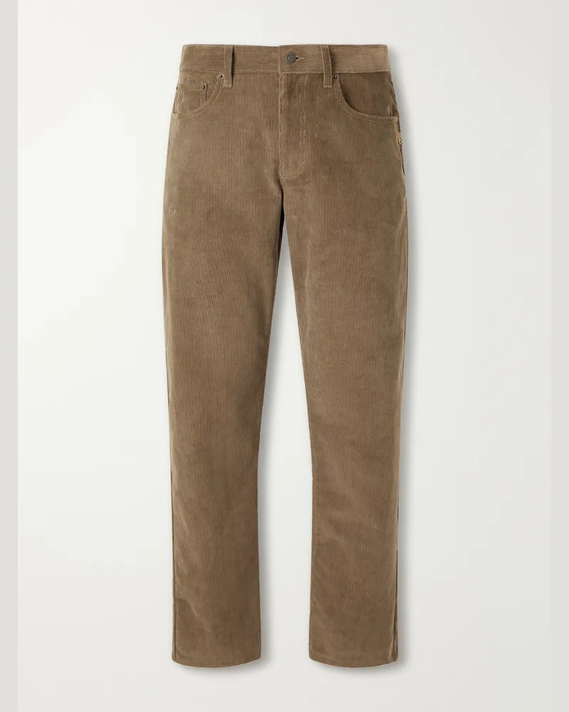 Burberry Danny Straight-Leg Cotton-Corduroy Trousers Brown